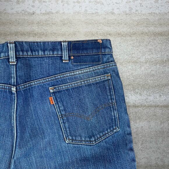 True Vintage 70s Orange Tab Levis Jeans 40x32 Medium Wash Lined Talon Zipper - Picture 3 of 7
